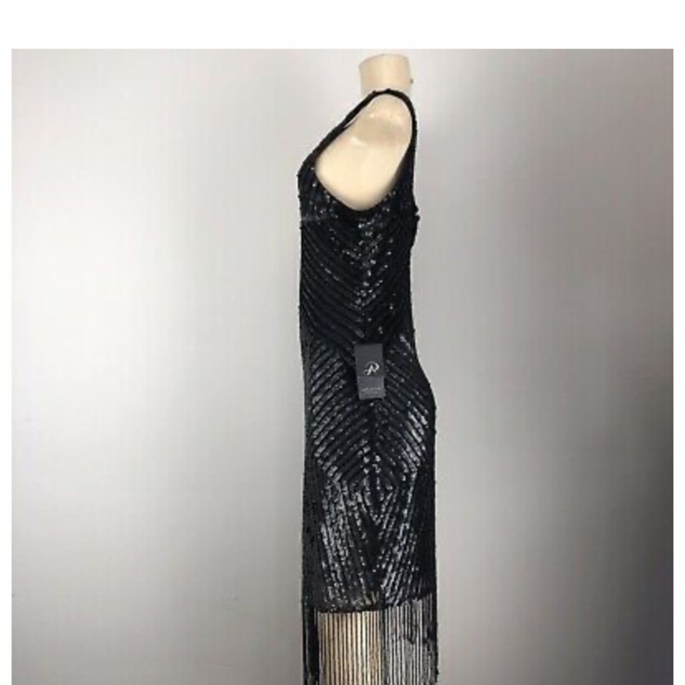 Adrianna Papell beaded Fringe Gatsby sleeveless scoop neck dressy dress - Picture 9 of 12